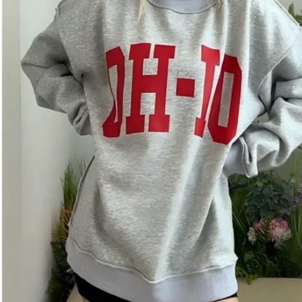 Gray and Red Women's Reversible Sweatshirt